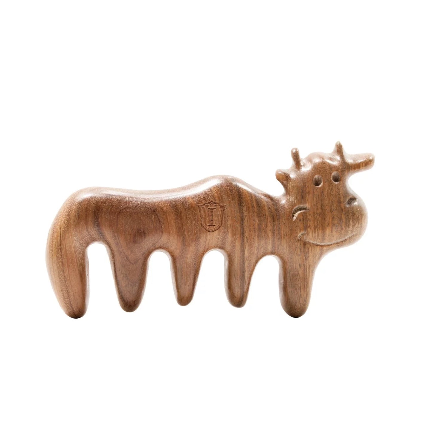 Islandoffer Green sandalwood cat-shaped/cow-shaped handleless comb