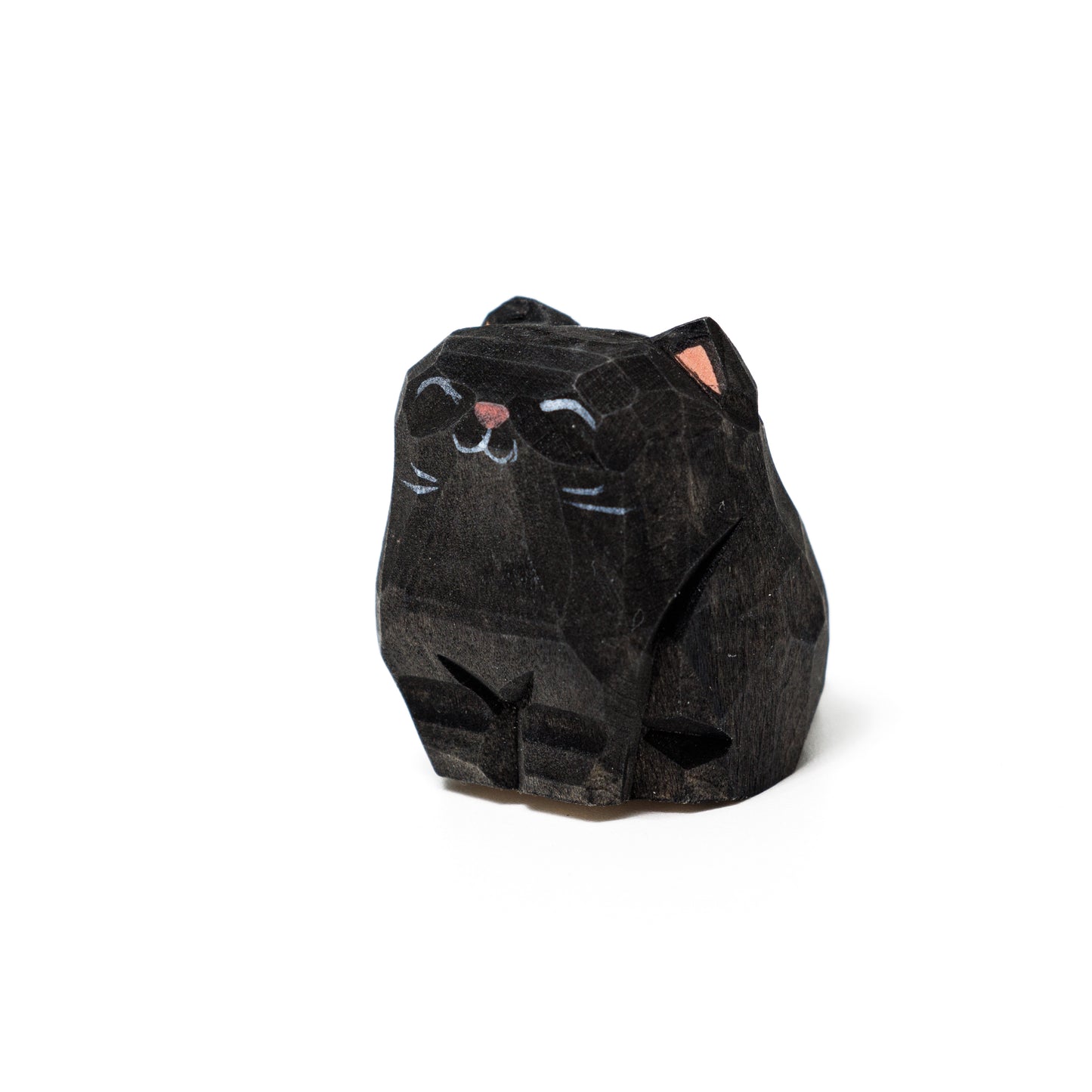 Islandoffer (Original Design) Bass Wooden Carving Sitting Black Cat