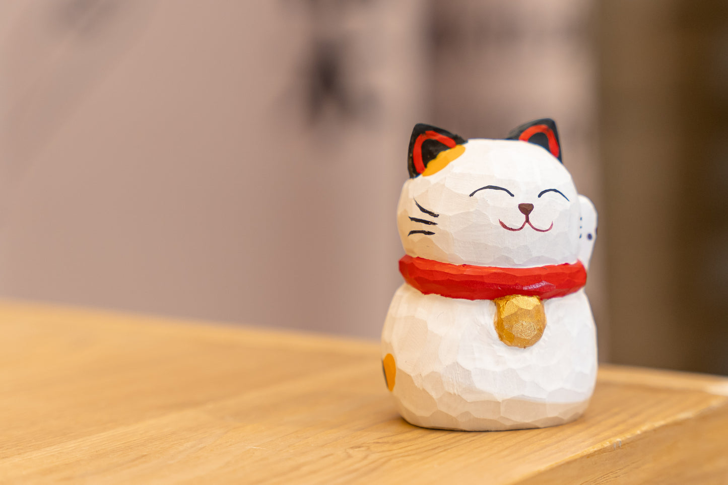 Islandoffer Basswood Carved Lucky Cat