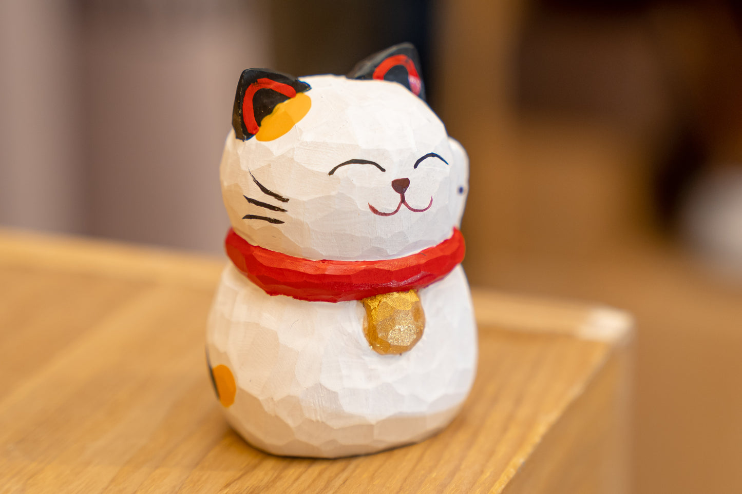 Islandoffer Basswood Carved Lucky Cat