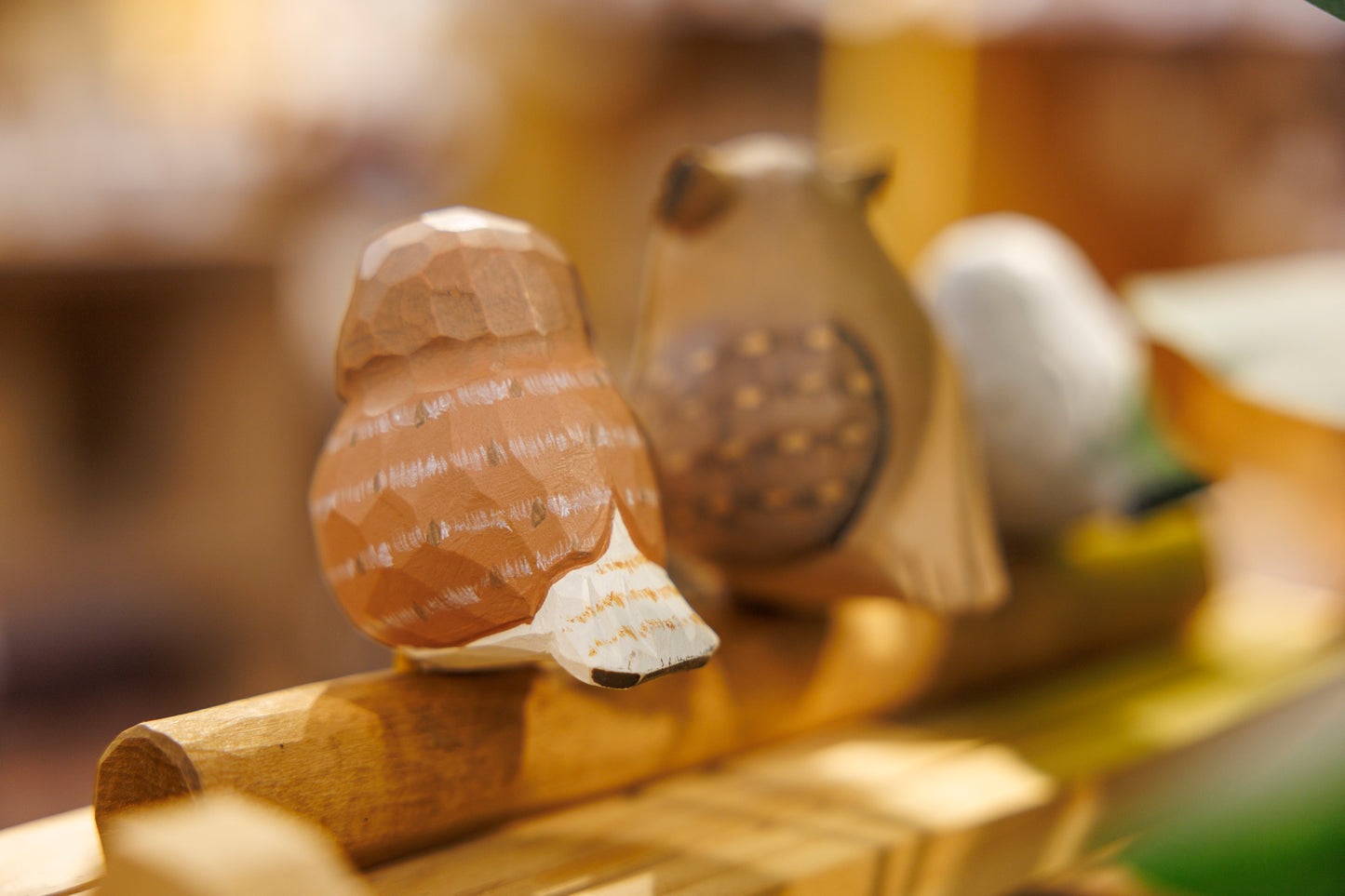 Islandoffer (Original Design) Set of 3 Wood Carved Owl Figurines with Wooden Box (Orion, Luna, Atlas)