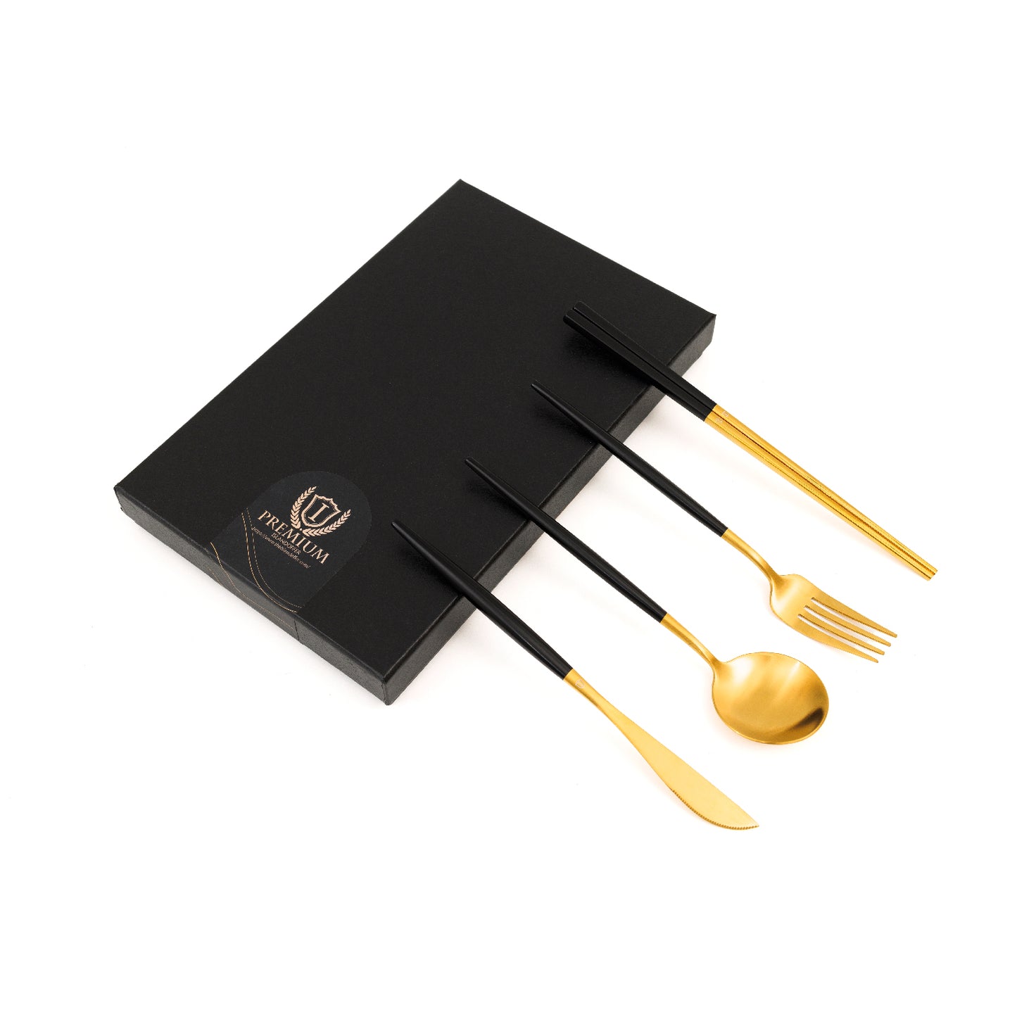 304 Stainless Steel Western 4pc Tableware Set (knife/fork/spoon/chopstick) (Different color)