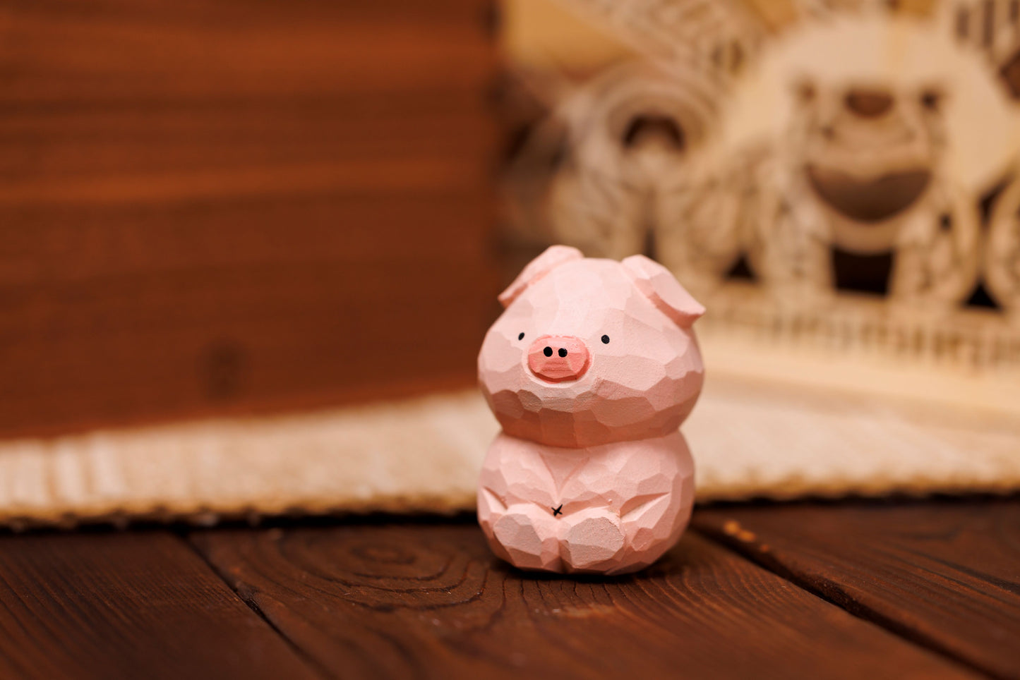 (Original Design) (The Chinese Zodiac Series) Wood Carved Pig