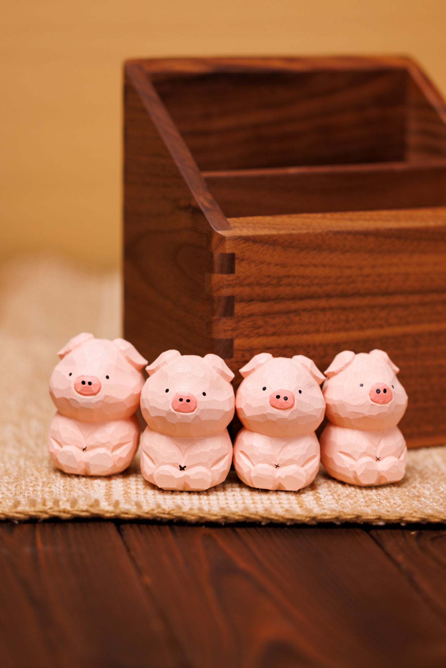 (Original Design) (The Chinese Zodiac Series) Wood Carved Pig