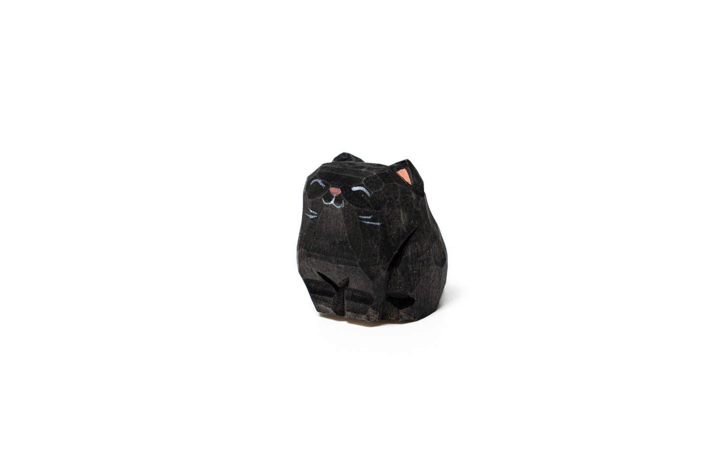 Islandoffer (Original Design) Bass Wooden Carving Sitting Black Cat