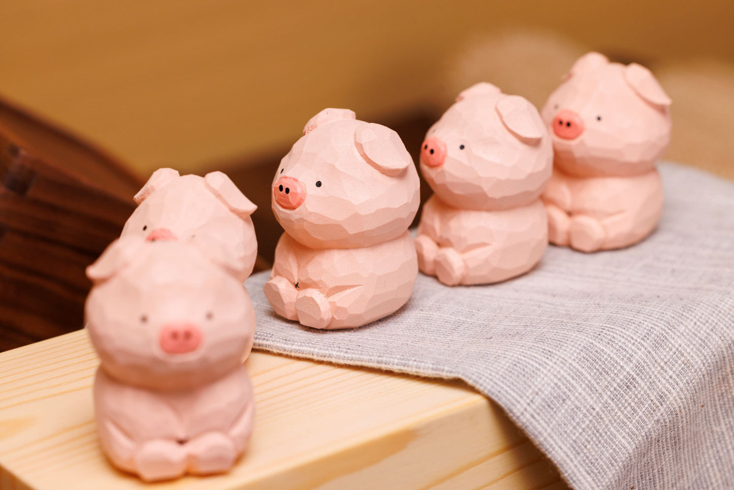 (Original Design) (The Chinese Zodiac Series) Wood Carved Pig